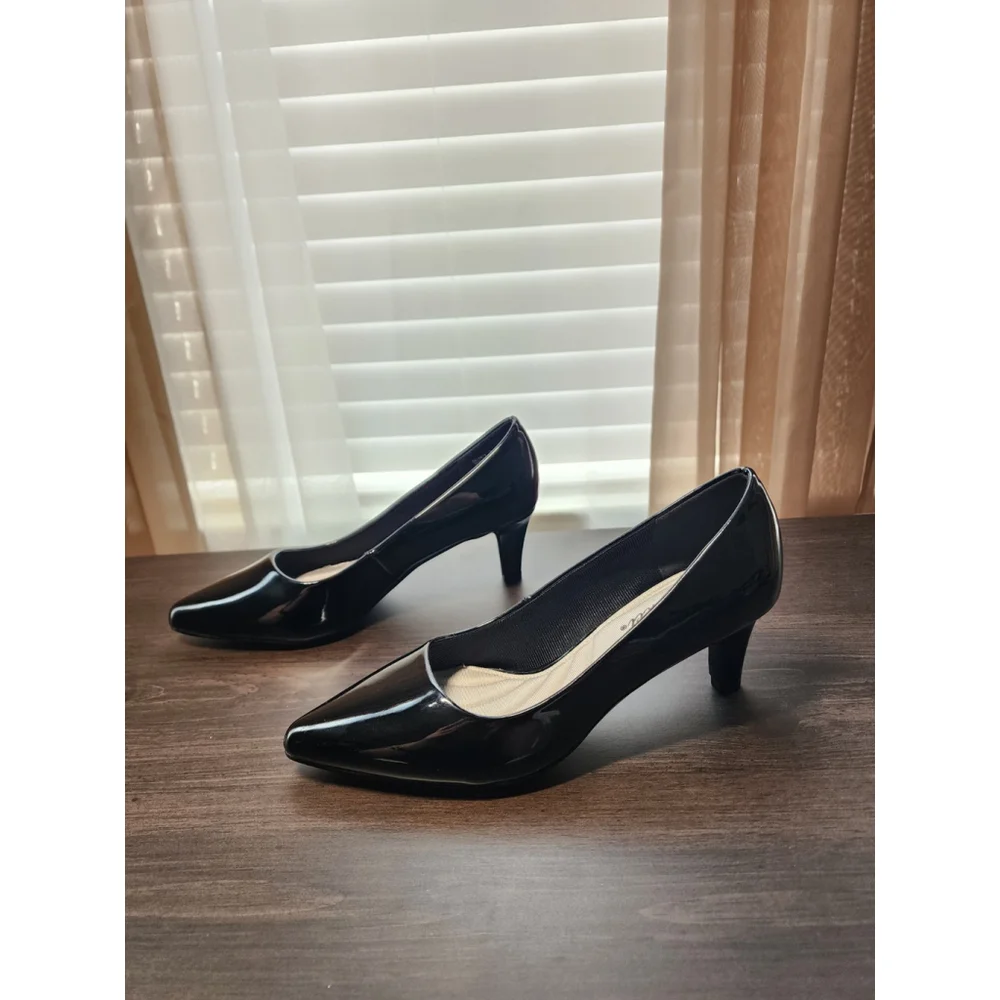 Easy Street Pointed Pumps Stiletto Heels 7 EXTRA WIDE - BLACK